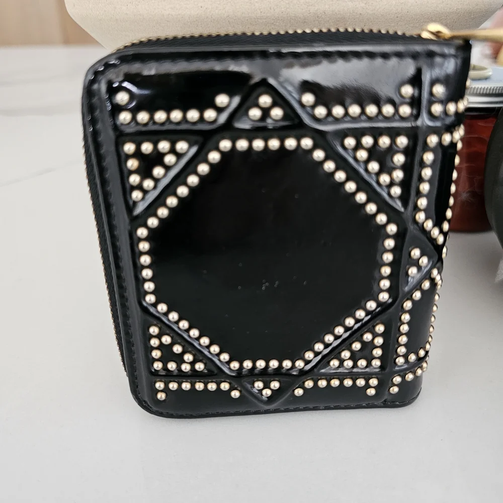 Dior Black Wallet with Gold Studs